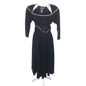 Jon Wesley California Dress Womens Size 4 Vintage Black White Zip Back Elastic